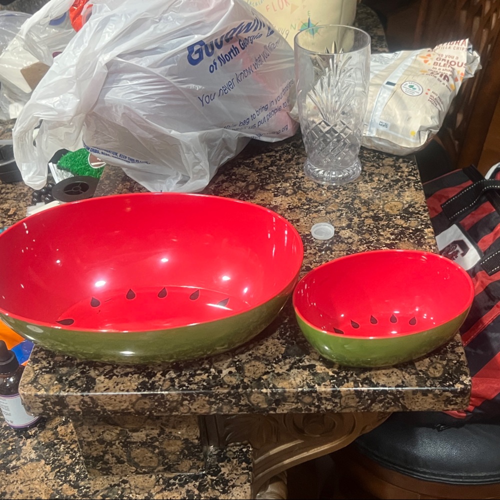 Red and Green Watermelon Bowl Set